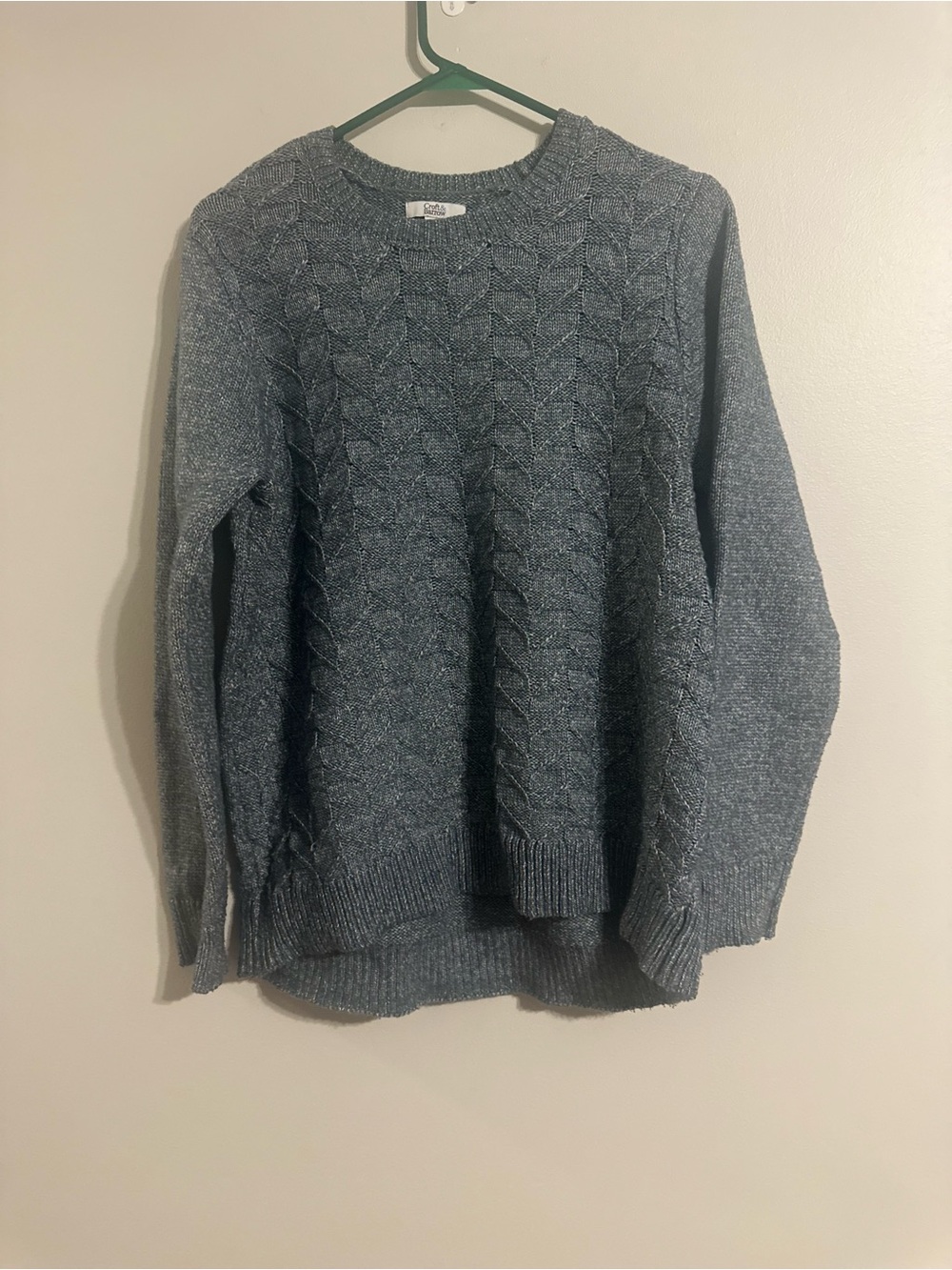 croft & barrow Heathered Gray Cable Crewneck Sweater